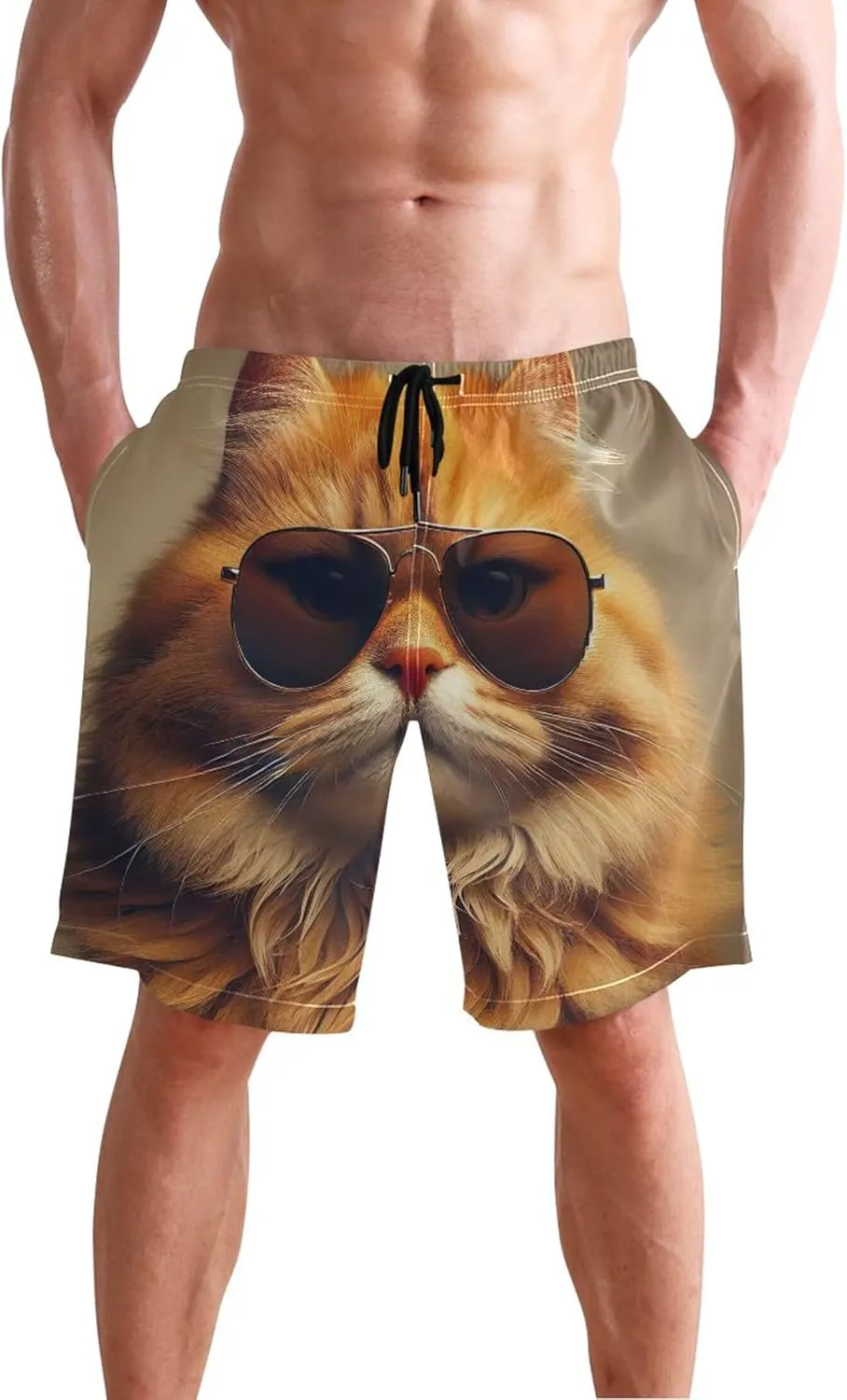 Personalized Swim Trunks Men Cute Watercolor Cute Pig Beach Board Shorts Quick Dry Shorts Swimwear S