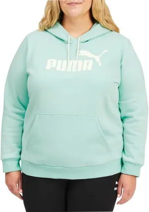 PUMA Plus Size Essentials Logo Fleece Hoodie Eggshell Blue/Ivory Glow 1X