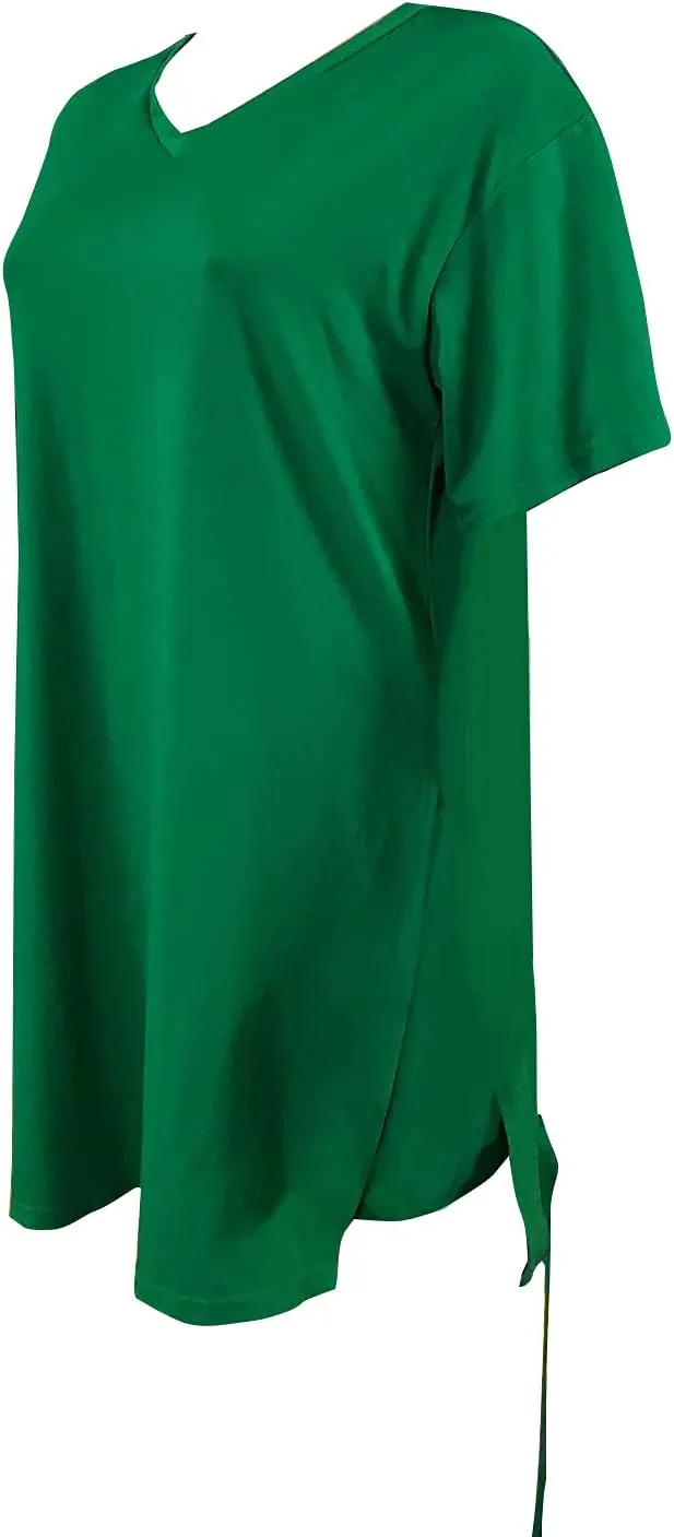 qfmqkpi Women’s Casual 2 Piece Outfits V Neck Side Split Tops and Shorts Set Tracksuit