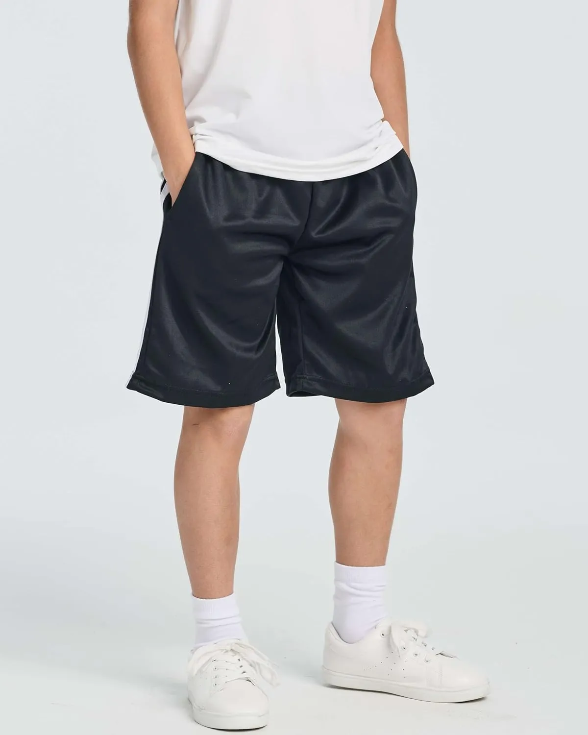 Real Essentials 5 Pack: Boys' Athletic Basketball Shorts with Pockets - Youth Activewear (Ages 4-18)