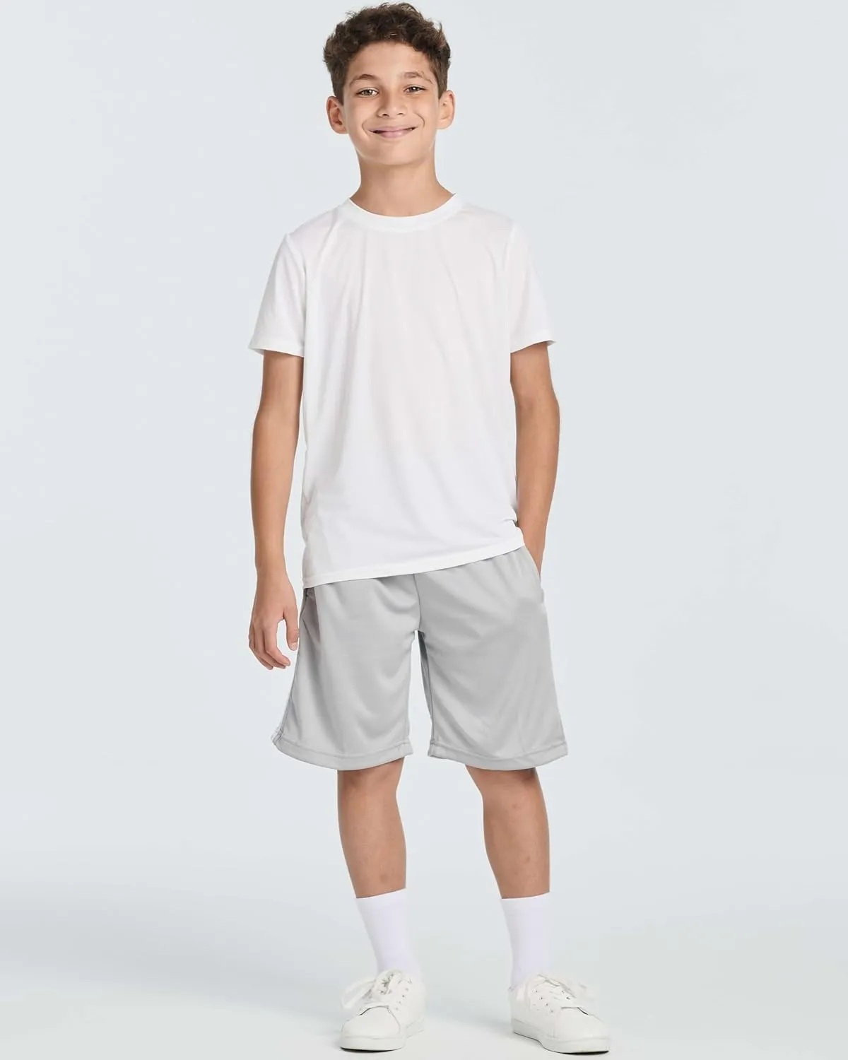 Real Essentials 5 Pack: Boys' Athletic Basketball Shorts with Pockets - Youth Activewear (Ages 4-18)
