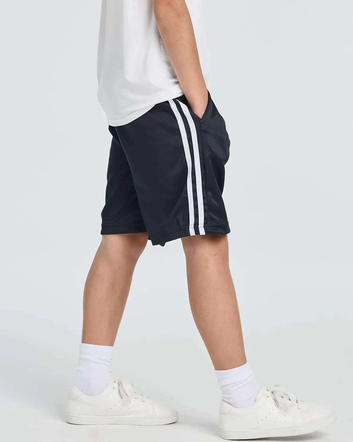 Real Essentials 5 Pack: Boys' Athletic Basketball Shorts with Pockets - Youth Activewear (Ages 4-18)