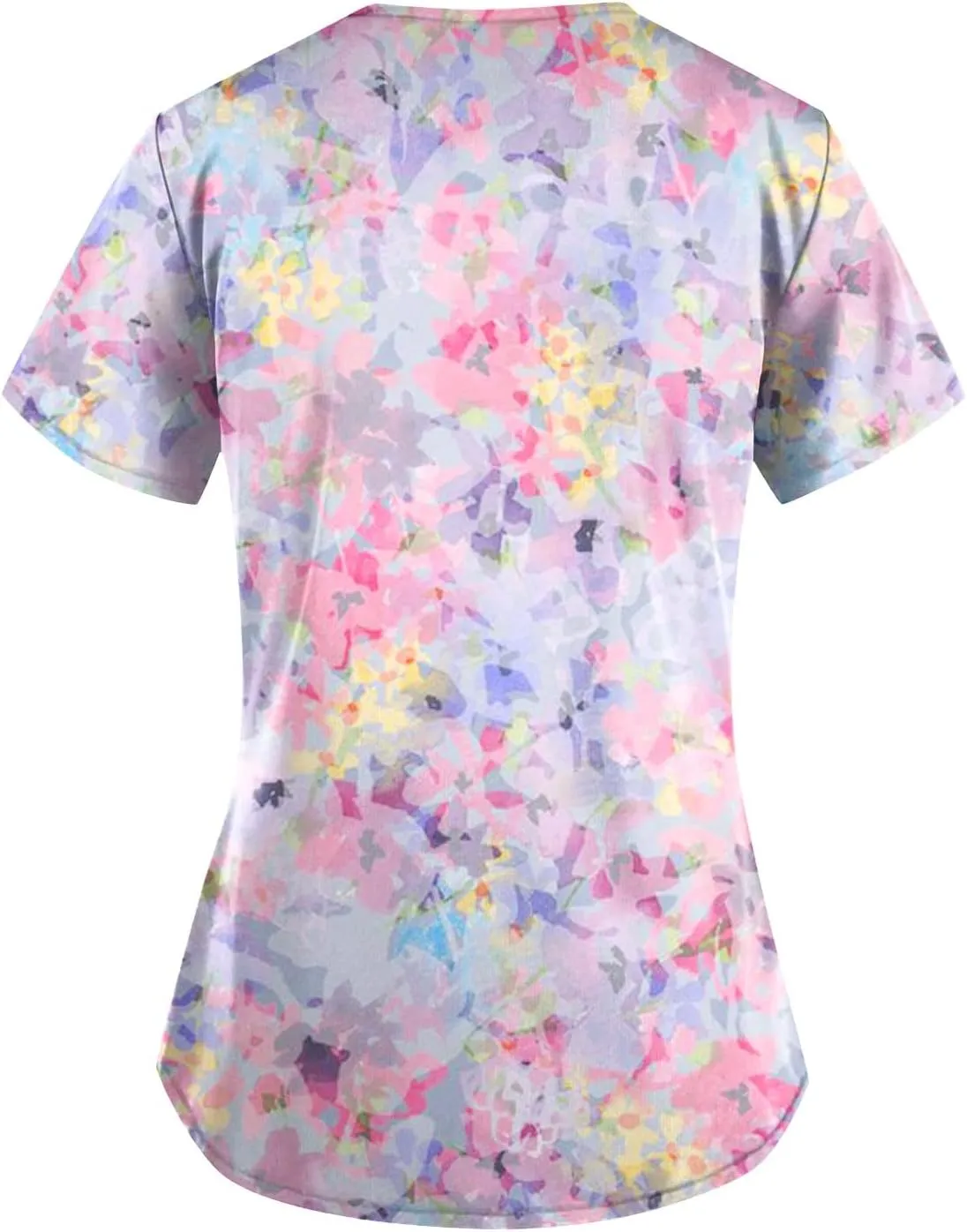 Scrubs for Women Print Criss Cross V Neck Working T-Shirts Short Sleeve Fashion T Shirts Summer Nurse Uniforms