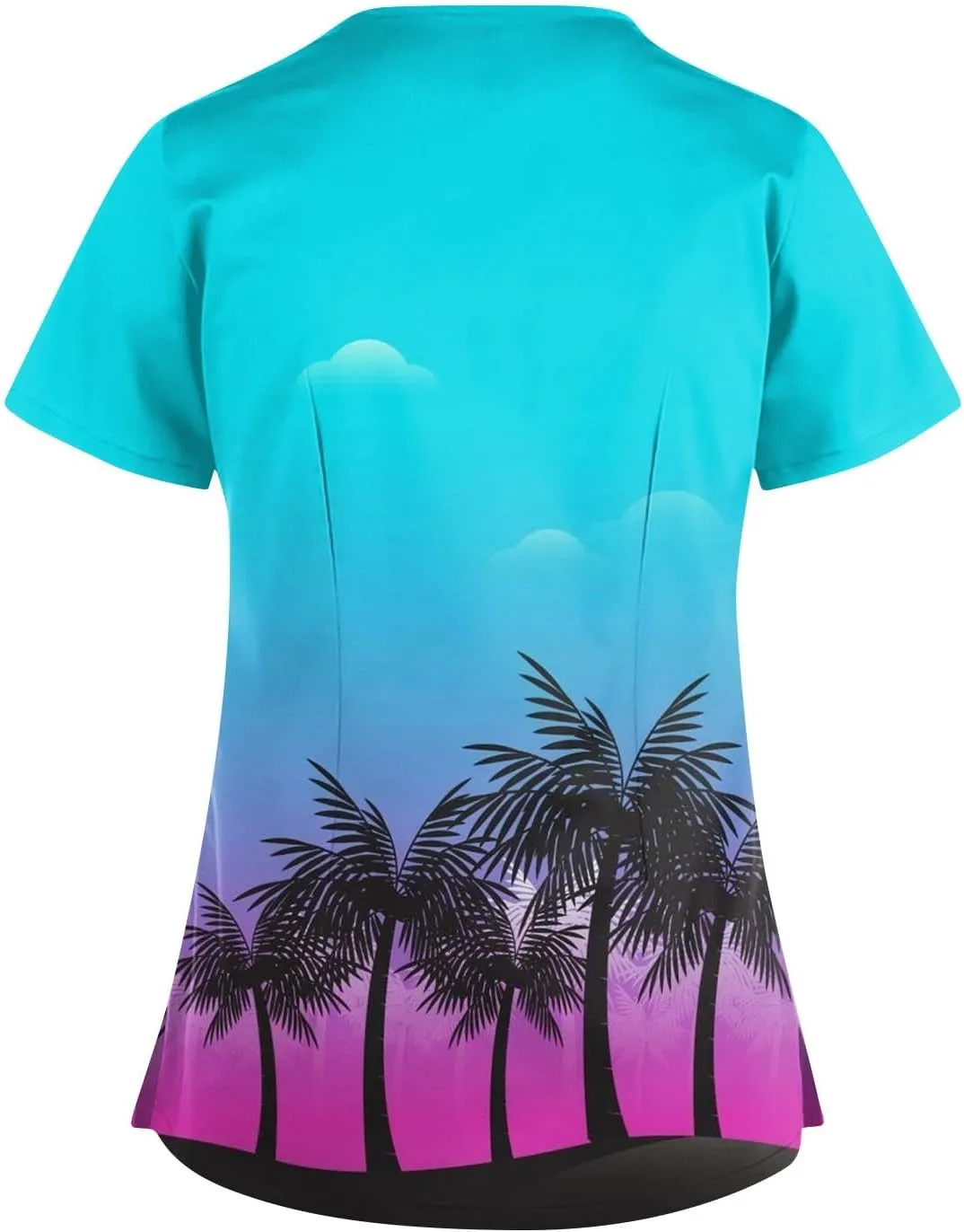 Scrubs for Women Print Criss Cross V Neck Working T-Shirts Short Sleeve Fashion T Shirts Summer Nurse Uniforms