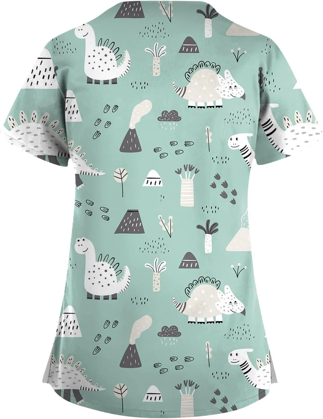 Scrubs for Women Short Sleeve Print T Shirts Criss Cross V Neck Fashion Working T-Shirts Summer Nurse Uniforms