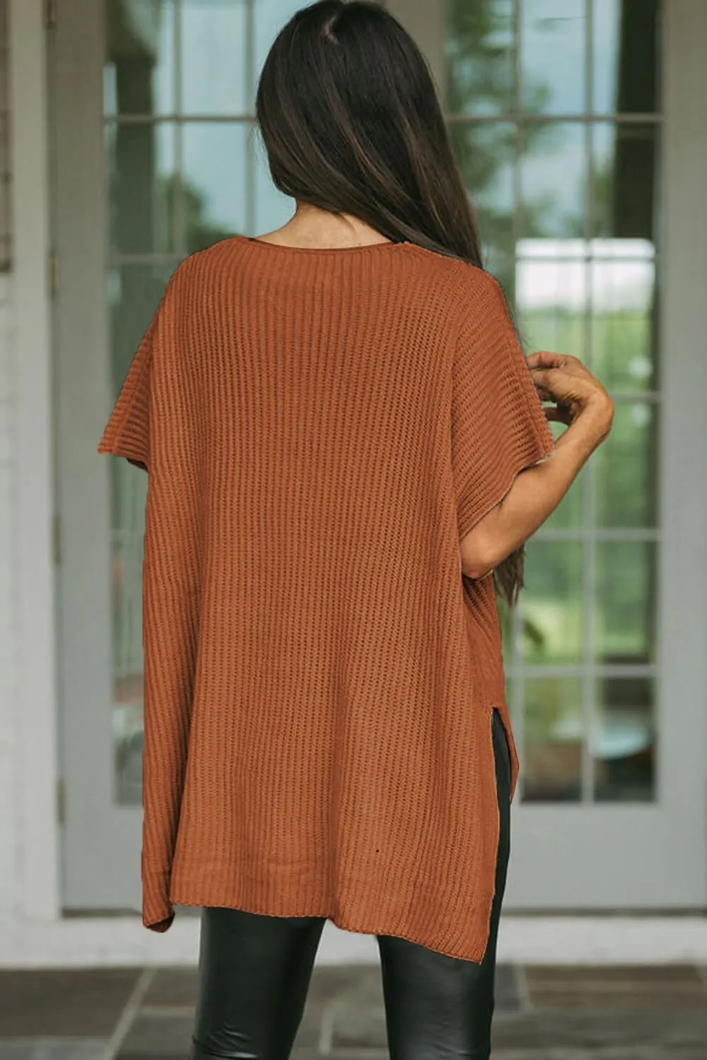 SHEWIN Womens Tops Casual Short Sleeve Sweater Loose Oversized Sweaters Spring Tops for Women 2025
