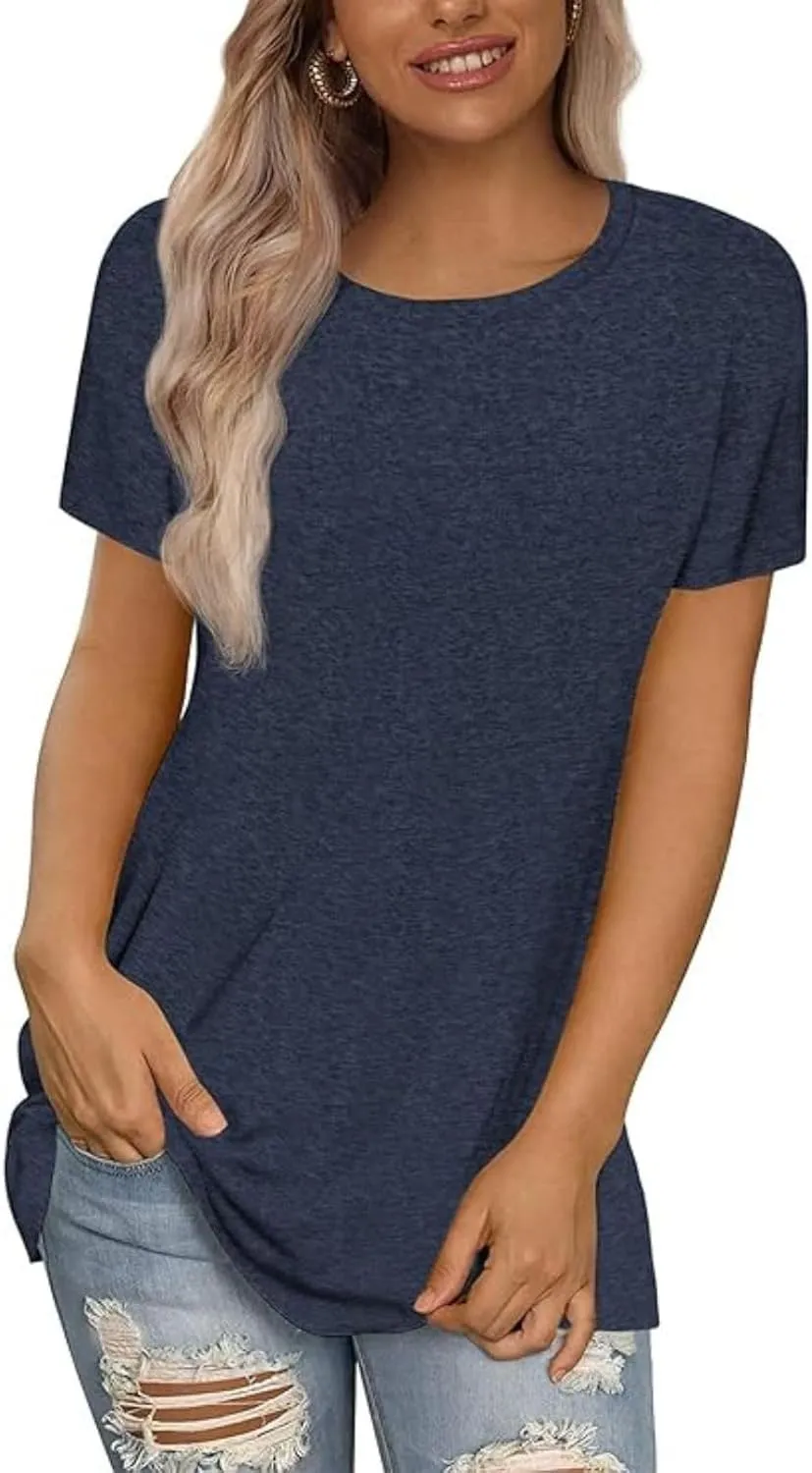Shirts for Women Round Neck Womens Tops Short Sleeve Shirts Summer Tops Fashion Basic Tee