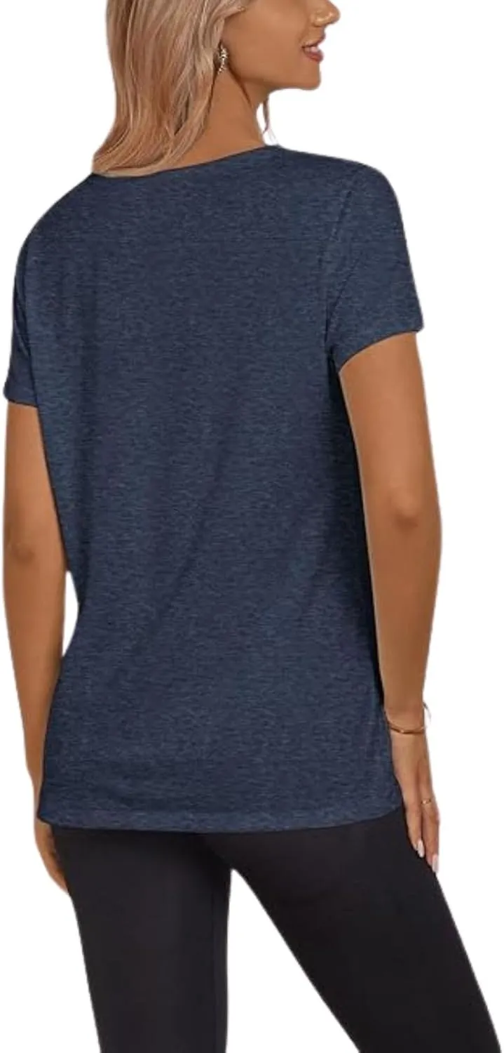Shirts for Women Round Neck Womens Tops Short Sleeve Shirts Summer Tops Fashion Basic Tee