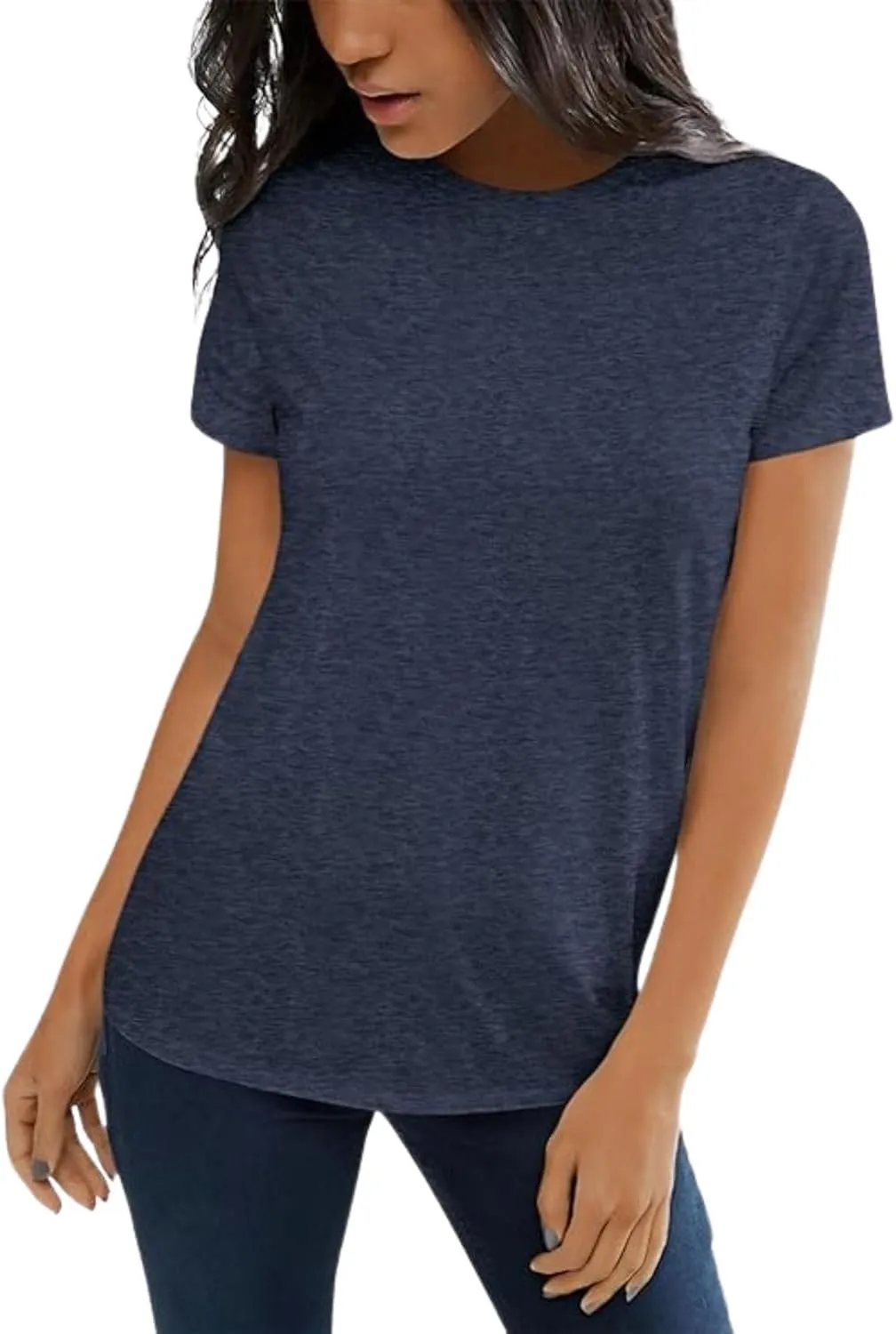 Shirts for Women Round Neck Womens Tops Short Sleeve Shirts Summer Tops Fashion Basic Tee