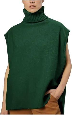 Sinzelimin Women's Turtleneck Sweater Tank Tops Fashion Sleeveless Round-Neck Oversized Sweatshirt Knitted Pullover Vest Tops
