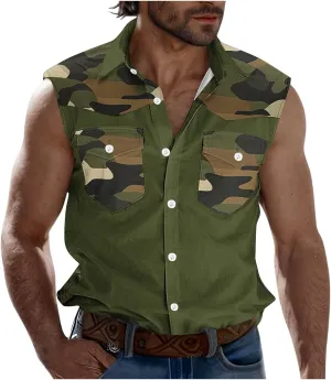 Sleeveless Tops for Man Winter Fall High Neck Denim Medieval Western Cardigan Tops Blouses Shirts Mens 2025