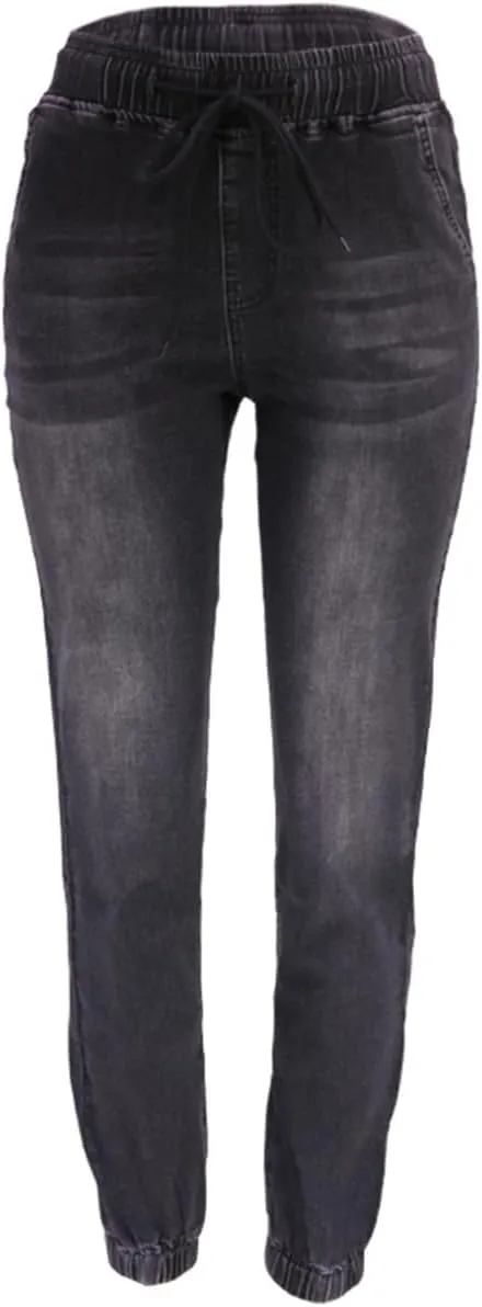 Sorrica Denim Joggers for Women High Waisted Stretch Drawstring Elastic Waist Loose Denim Pants