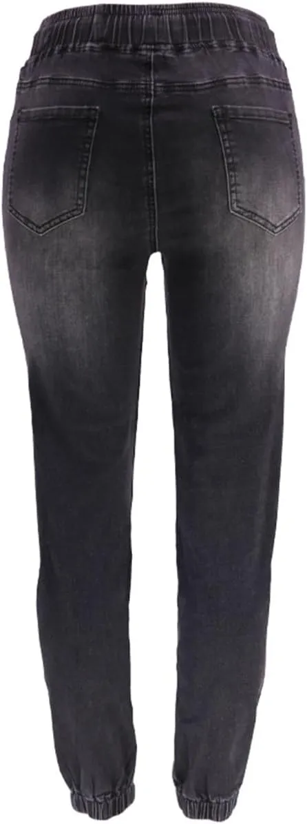 Sorrica Denim Joggers for Women High Waisted Stretch Drawstring Elastic Waist Loose Denim Pants