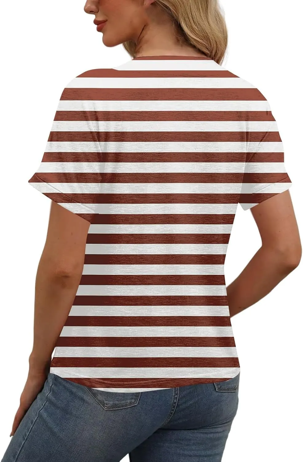 Summer Tops for Women 2025 2025 Printed Tops Short Sleeve Button Down Shirts Casual V Neck T Shirts Trendy Tunic Tops