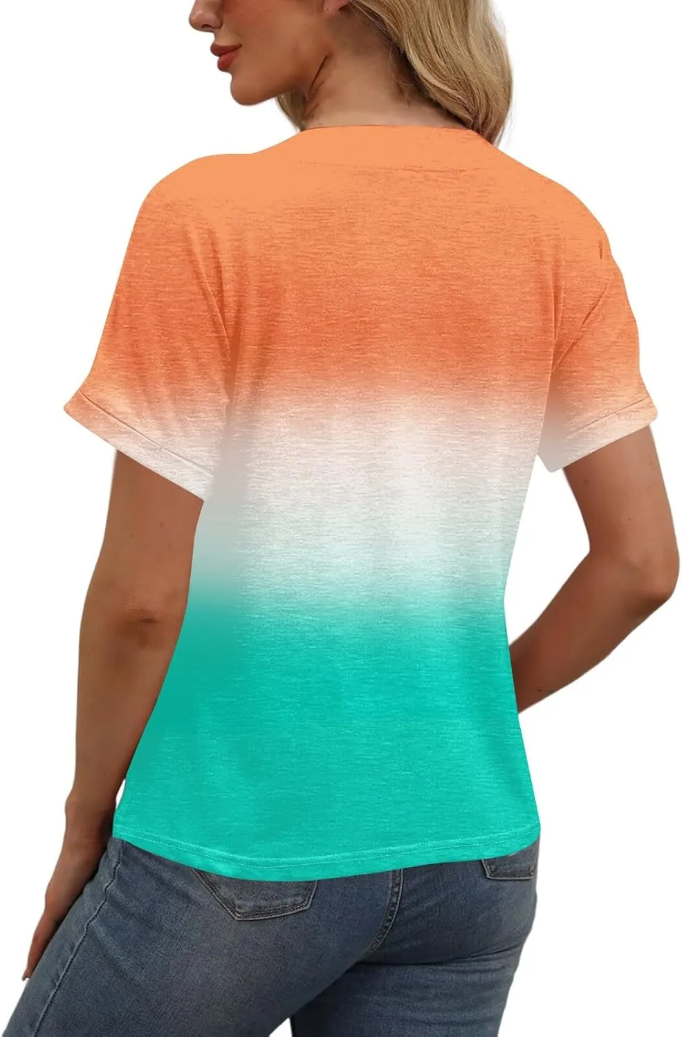 Summer Tops for Women 2025 Solid Color Tops Short Sleeve Button Down Shirts Casual V Neck T Shirts Trendy Tunic Tops