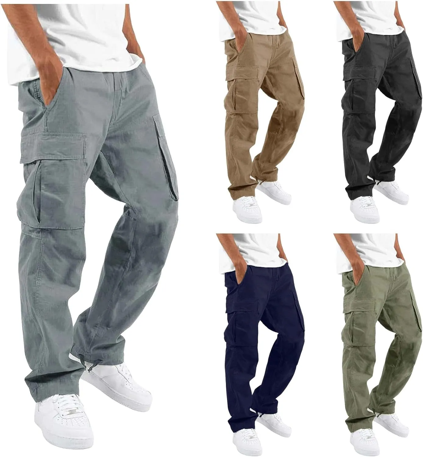 Sweatpants for Men Men's Jogger Athletic Slim Fit Gym Drawtring Trousers Workout Training Tapered Pants with Pockets