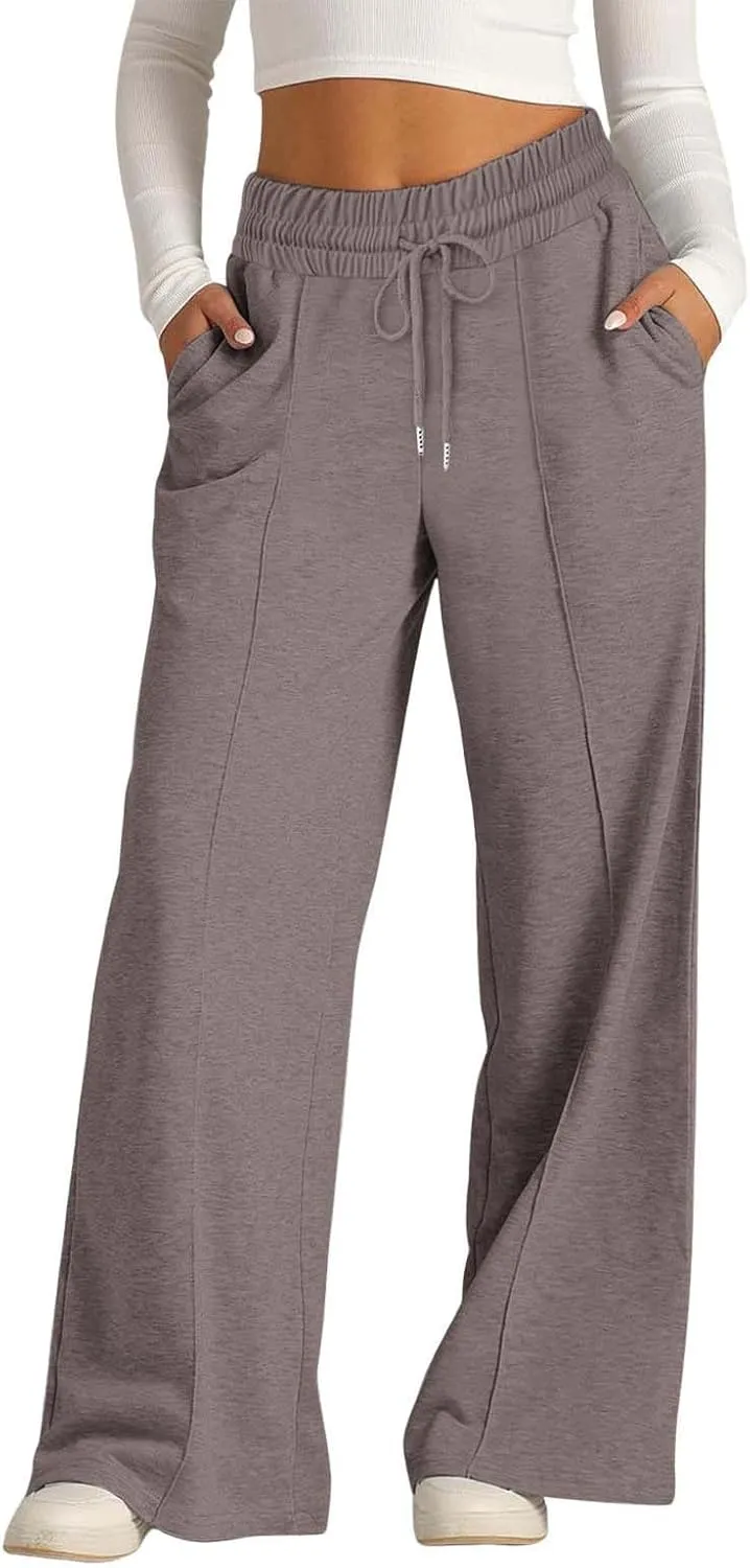 Sweatpants for Women Casual Drawstring Baggy Joggers High Waist Wide Leg Yoga Workout Lounge Pants with Pockets