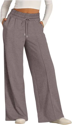 Sweatpants for Women Casual Drawstring Baggy Joggers High Waist Wide Leg Yoga Workout Lounge Pants with Pockets