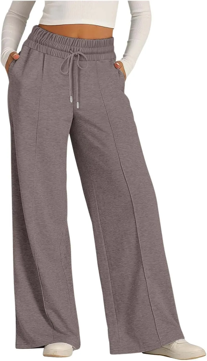 Sweatpants for Women Casual Drawstring Baggy Joggers High Waist Wide Leg Yoga Workout Lounge Pants with Pockets