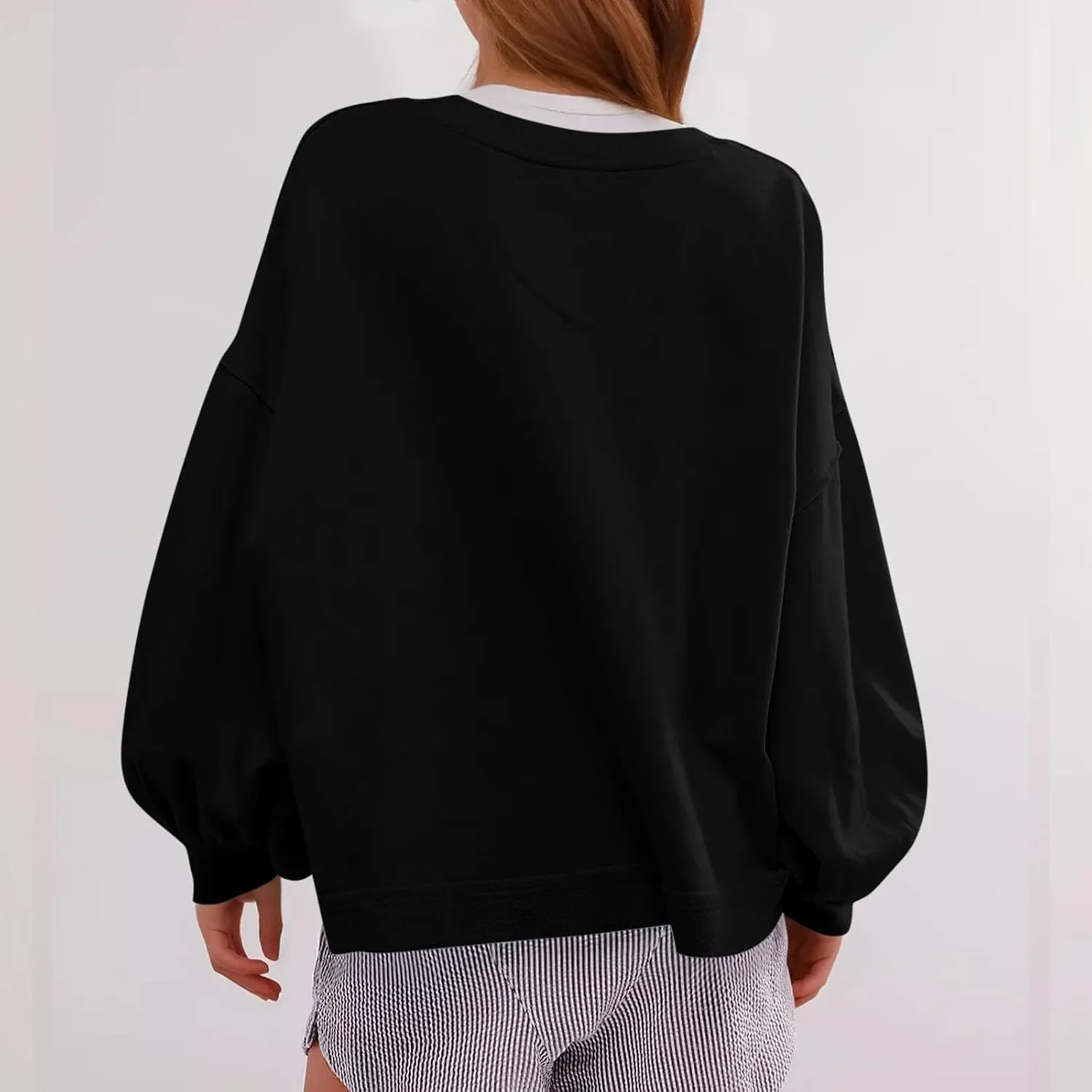 Sweatshirts for Women Puff Sleeve Pullover Tops Crewnneck Cropped Sweater Casual Fleece Jumpers Tops Fall Trendy