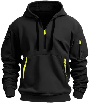 Tactical Hoodies for Men Quarter Zip Pullover Sweatshirts USA Flag Graphic Pullover Long Sleeve Tactical Shirt Tops