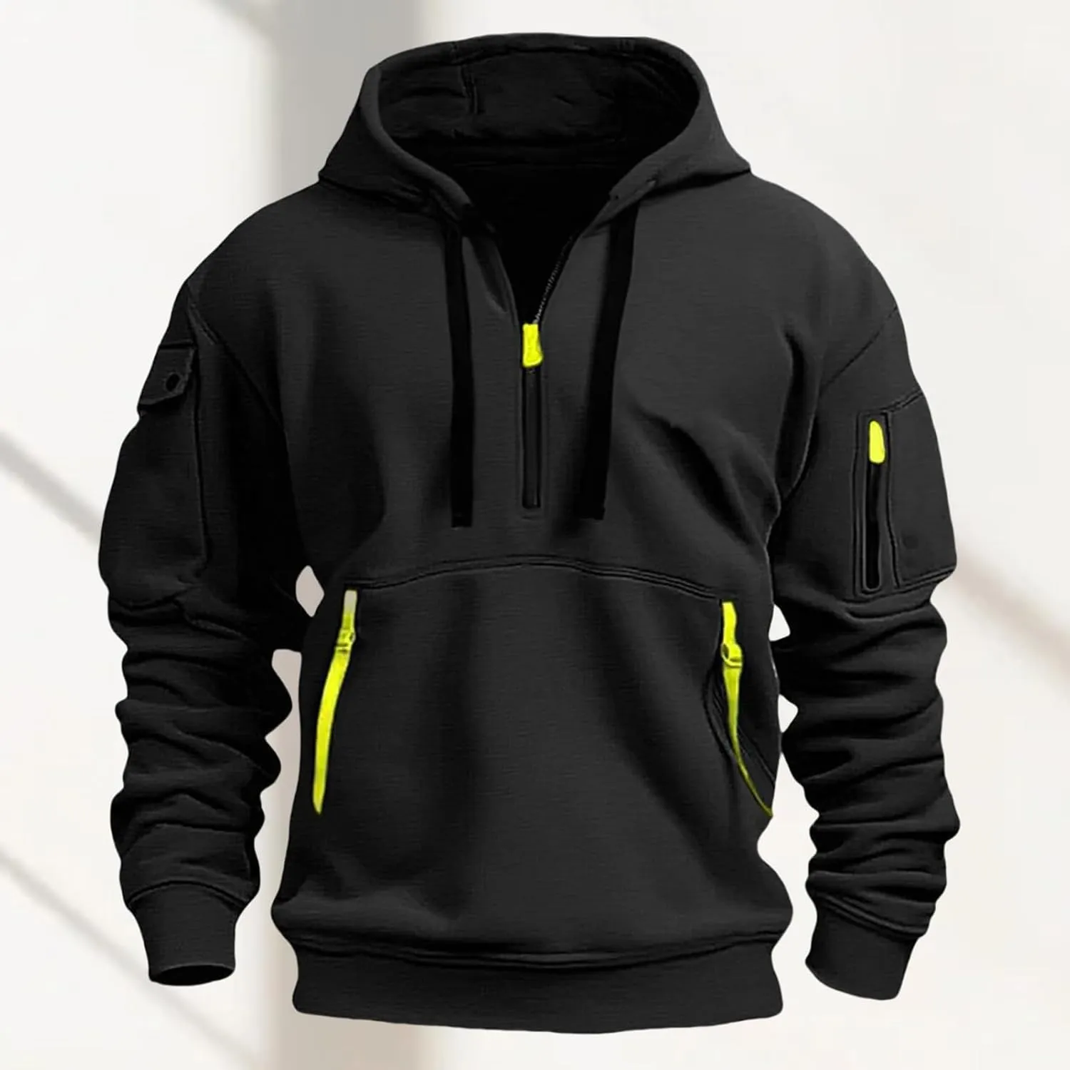 Tactical Hoodies for Men Quarter Zip Pullover Sweatshirts USA Flag Graphic Pullover Long Sleeve Tactical Shirt Tops