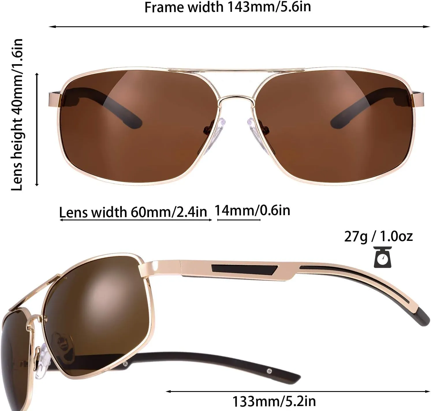 The Fresh Classic Retro Metal Frame Polarized Sunglasses Rectangular Sun Glasses