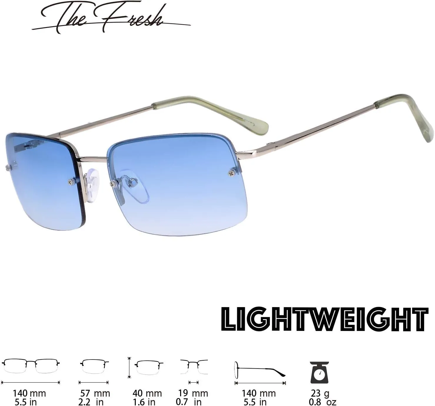 The Fresh Minimalist Small Rectangular Sunglasses Clear Eyewear - Exquisite Packaging