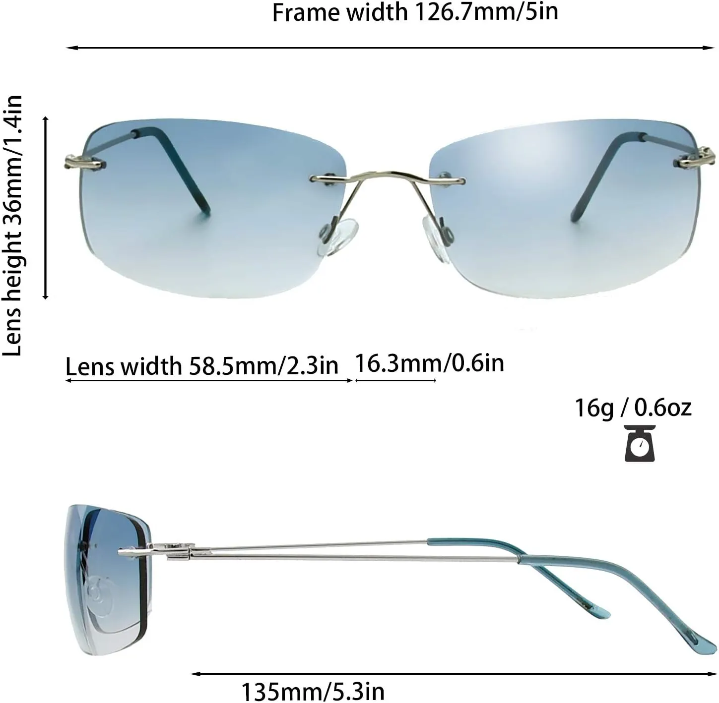 The Fresh Minimalist Small Rectangular Sunglasses Clear Eyewear - Exquisite Packaging