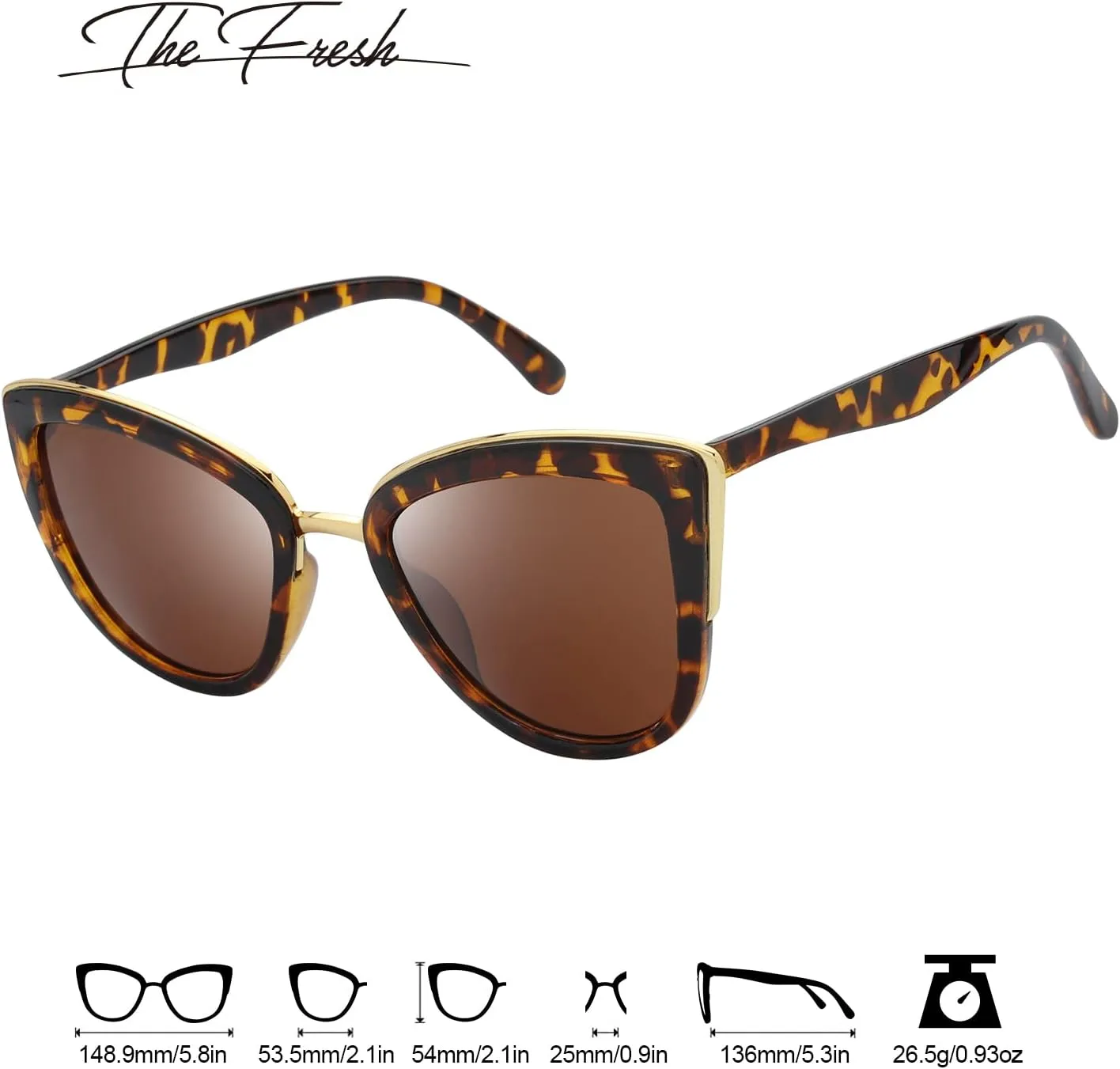 The Fresh Polarized Cat Eye Designer Retro Vintage Sunglasses FR17264P