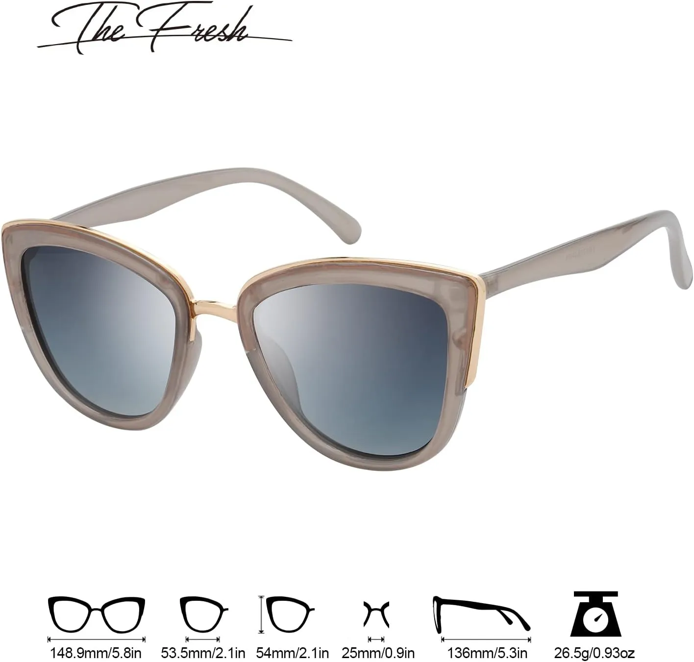 The Fresh Polarized Cat Eye Designer Retro Vintage Sunglasses FR17264P