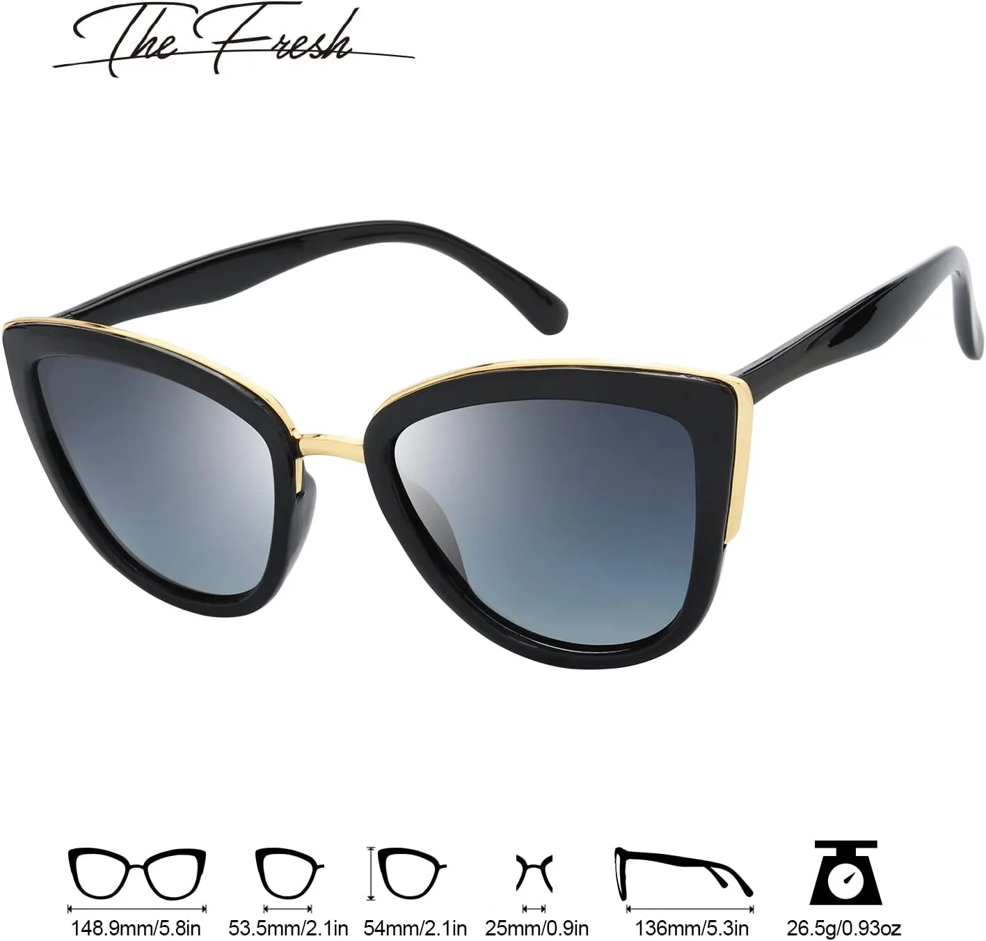 The Fresh Polarized Cat Eye Designer Retro Vintage Sunglasses FR17264P