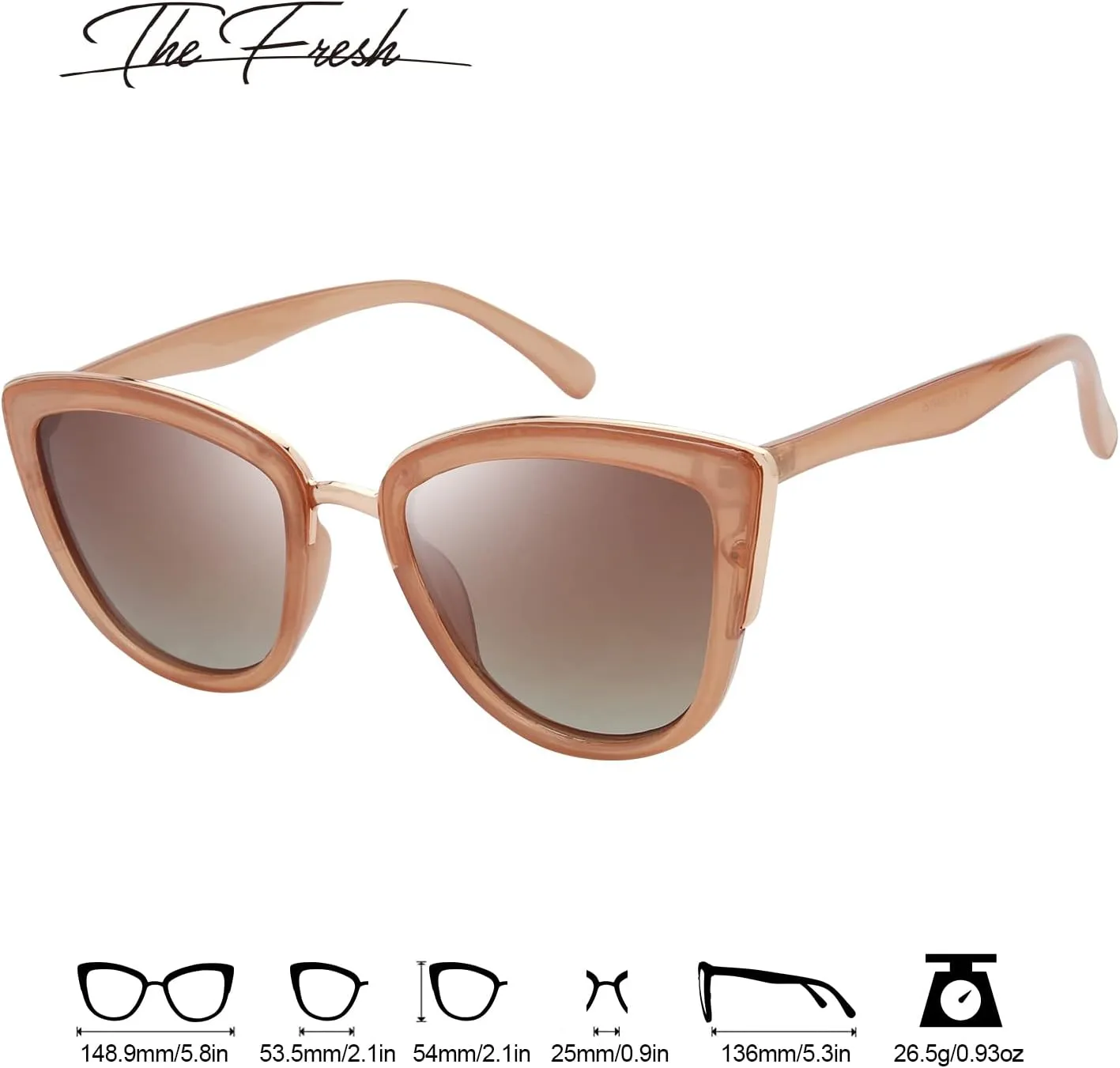 The Fresh Polarized Cat Eye Designer Retro Vintage Sunglasses FR17264P