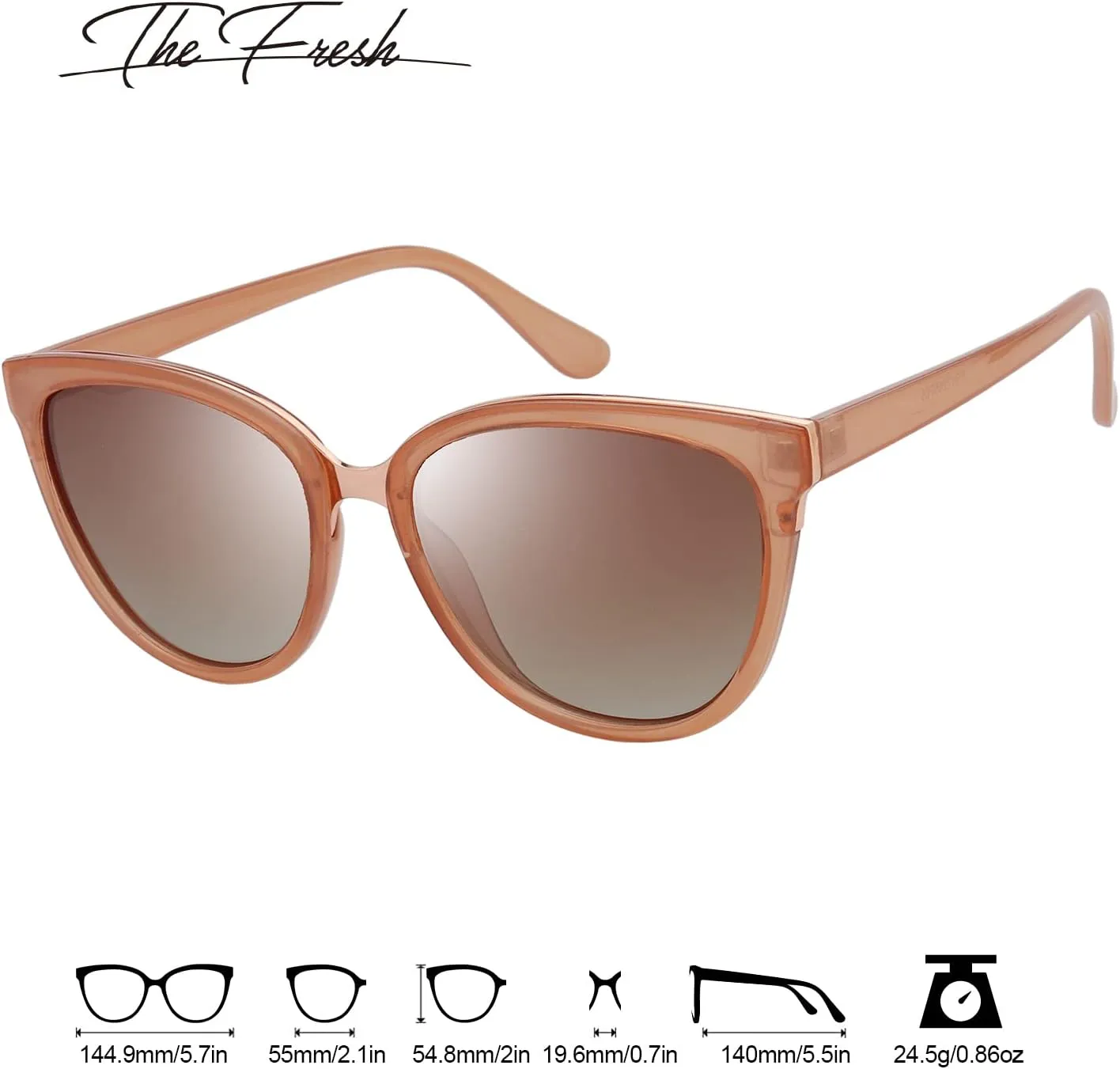 The Fresh Polarized Cat Eye Designer Tip Pointed Sunglasses FR17266P