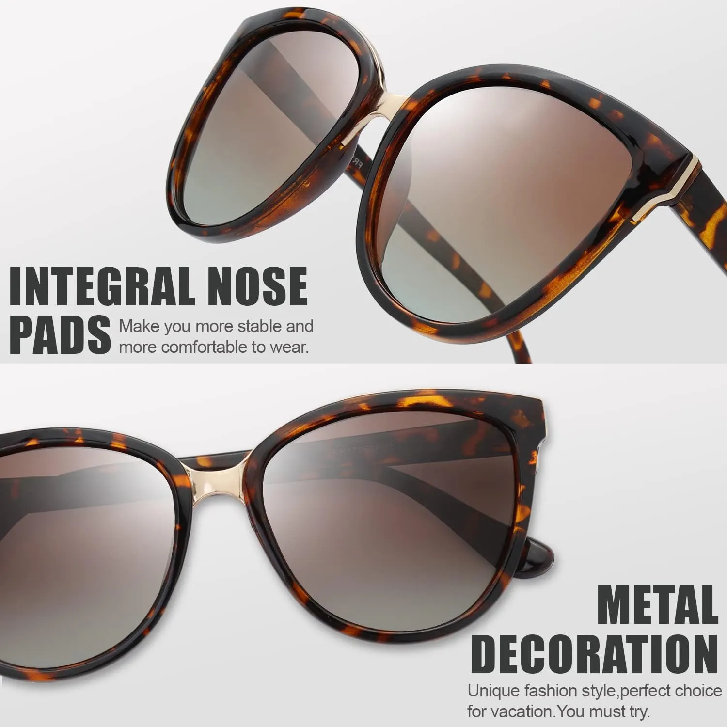 The Fresh Polarized Cat Eye Designer Tip Pointed Sunglasses FR17266P