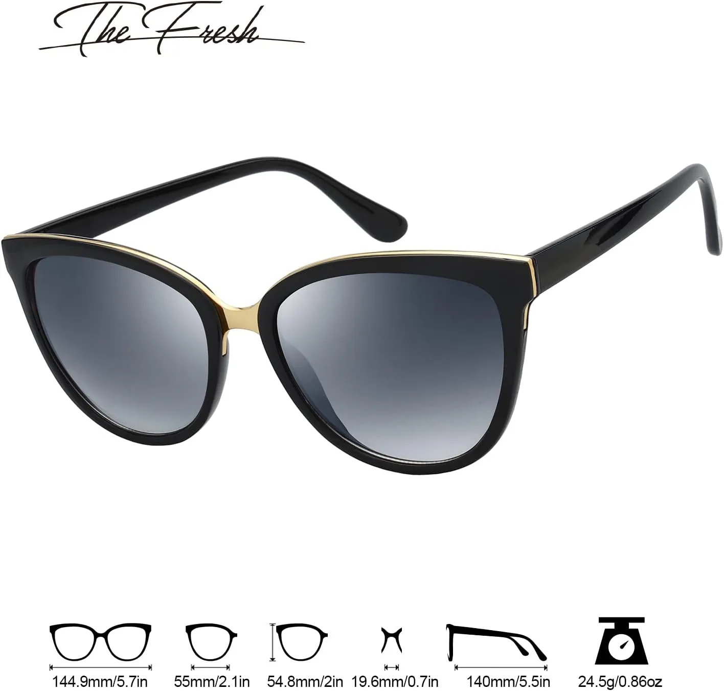 The Fresh Polarized Cat Eye Designer Tip Pointed Sunglasses FR17266P
