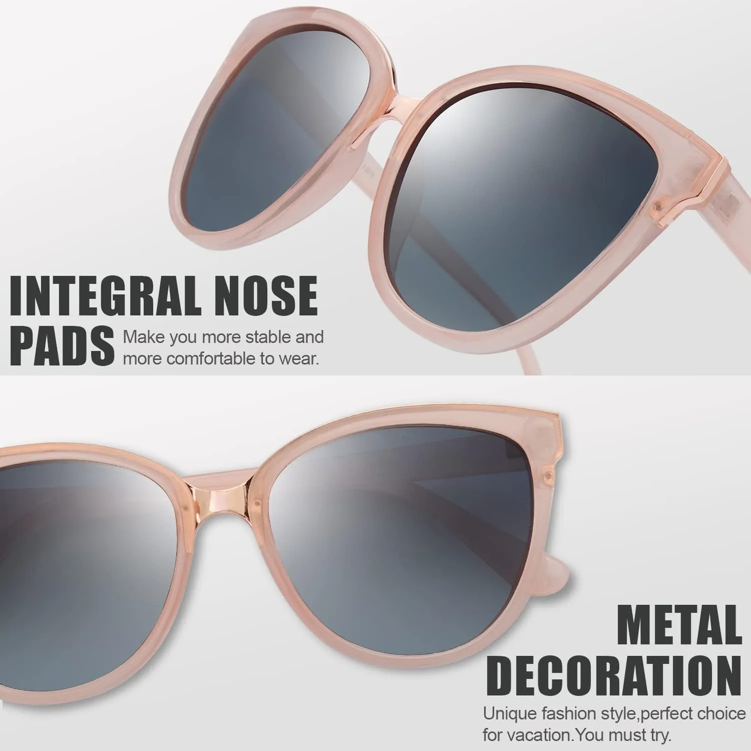 The Fresh Polarized Cat Eye Designer Tip Pointed Sunglasses FR17266P
