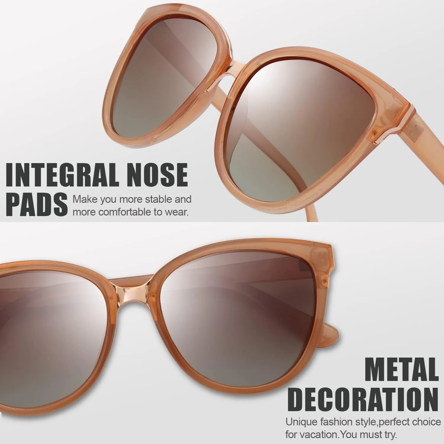 The Fresh Polarized Cat Eye Designer Tip Pointed Sunglasses FR17266P