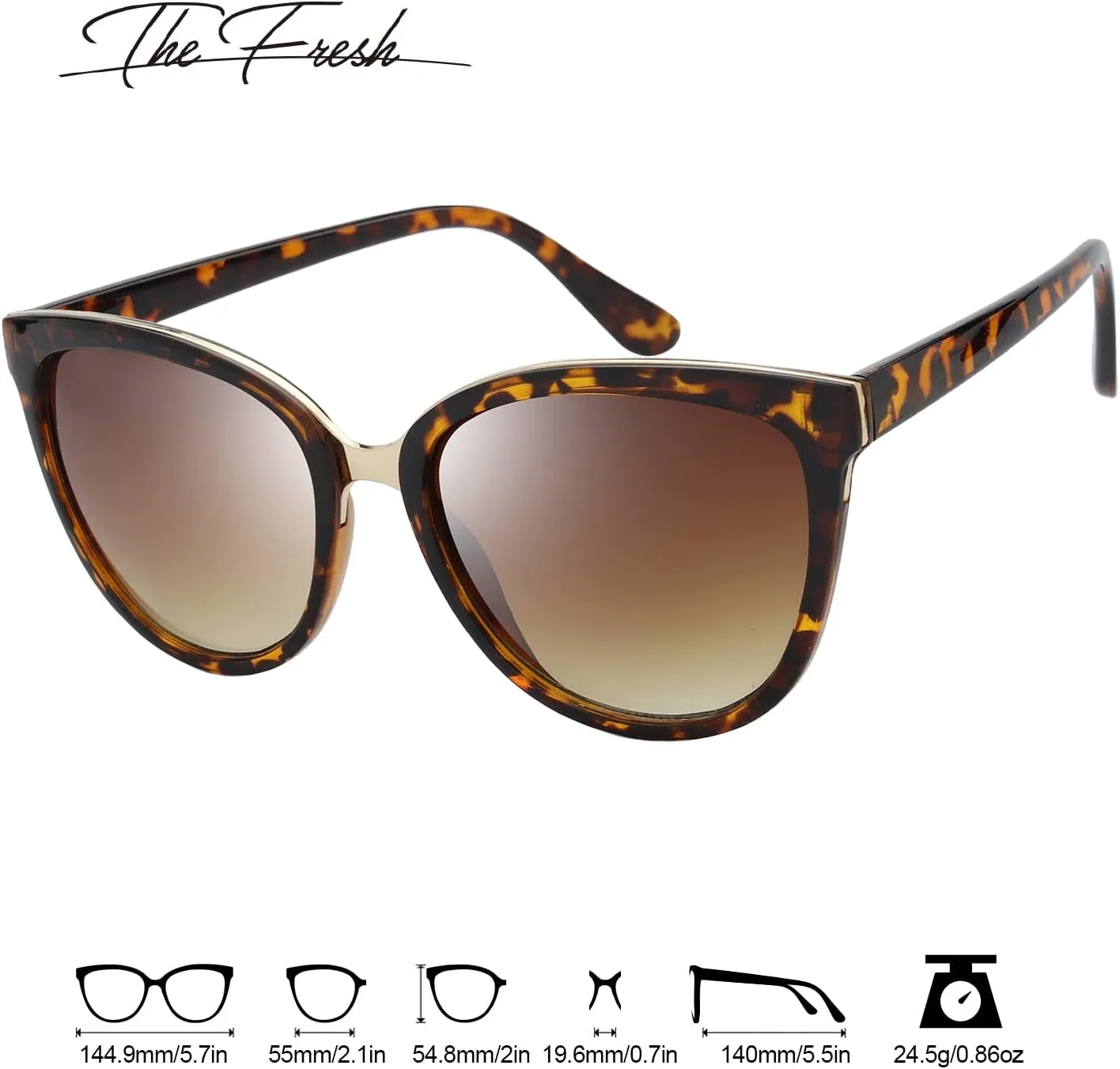 The Fresh Polarized Cat Eye Designer Tip Pointed Sunglasses FR17266P