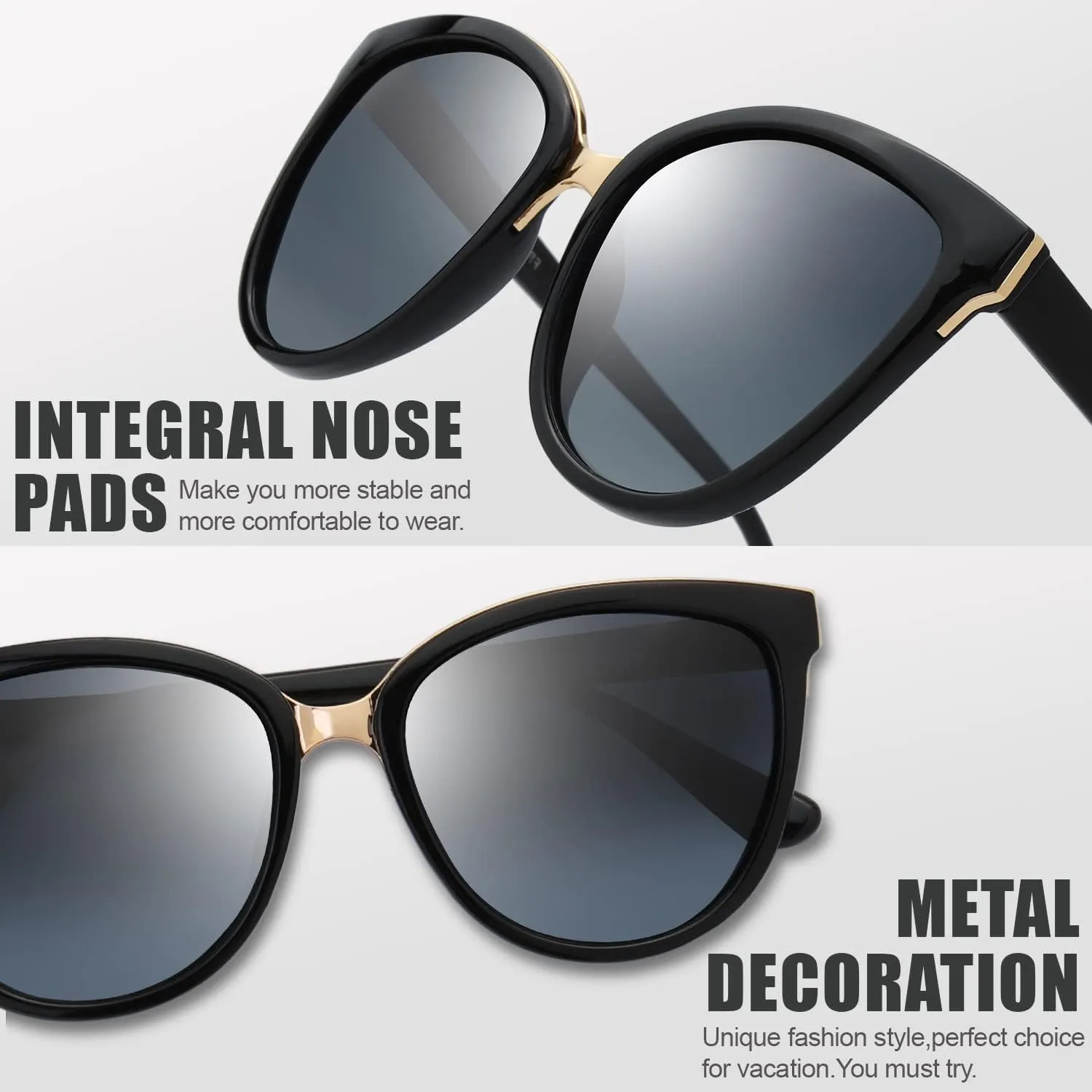 The Fresh Polarized Cat Eye Designer Tip Pointed Sunglasses FR17266P