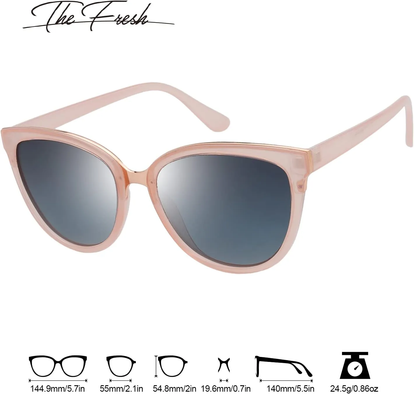The Fresh Polarized Cat Eye Designer Tip Pointed Sunglasses FR17266P