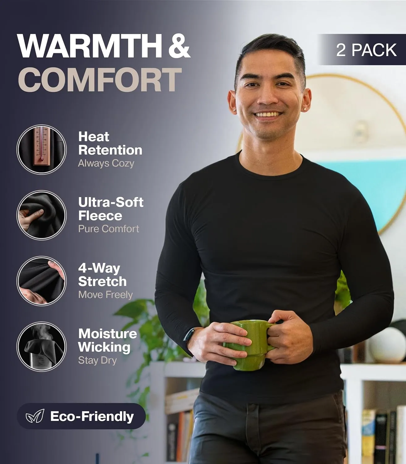 Thermajohn Thermal Shirts for Men Long Sleeve Thermal Compression Shirts for Men Base Layer Cold Weather