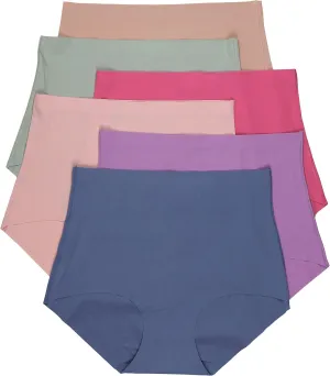ToBeInStyle Women's 6 Pack High Waisted Seamless Basic Laser Cut Panties