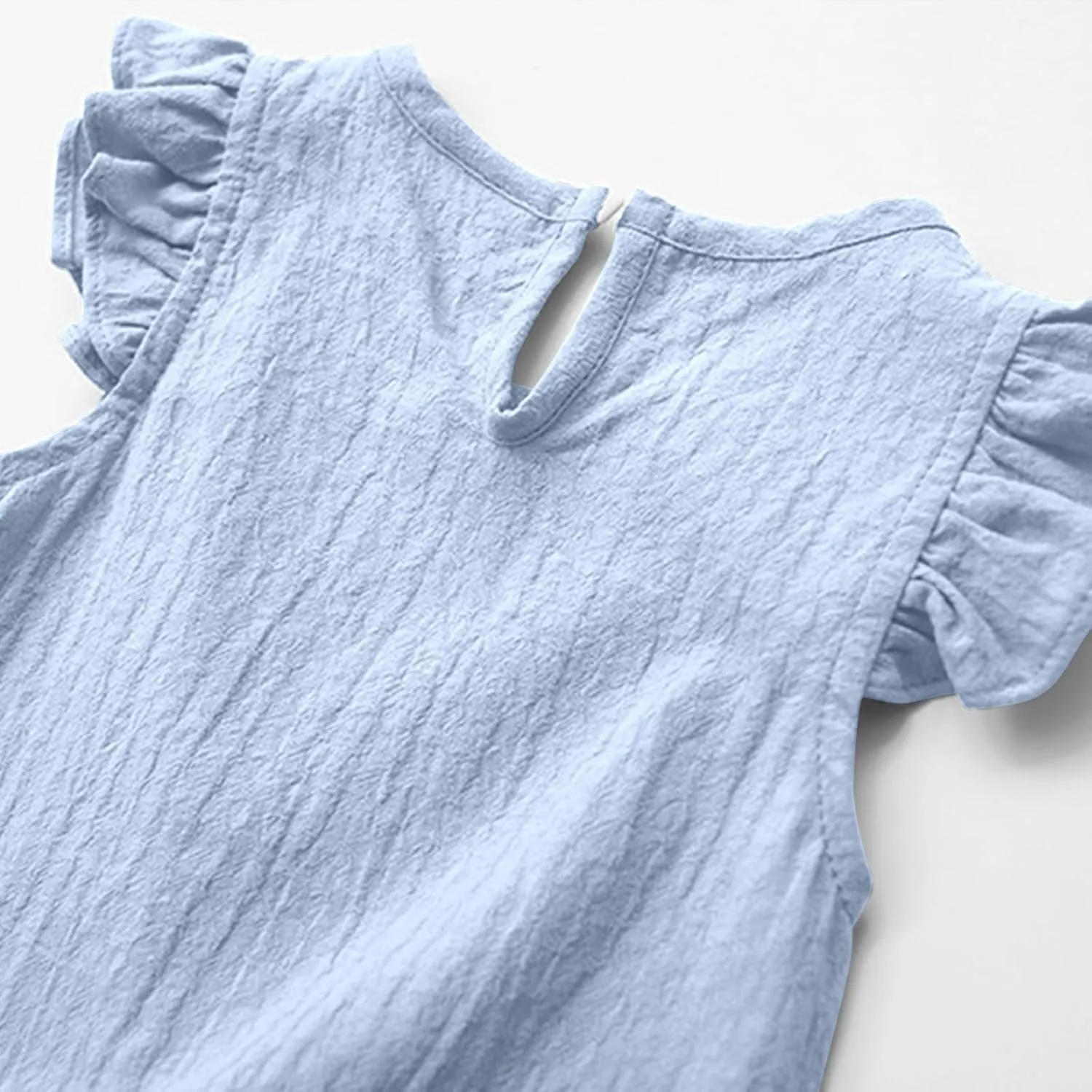 Toddler Girls Ruffle Tank Tops Summer Casual Linen Shirts Cute Cap Sleeve Blouse Tops for Baby Girl