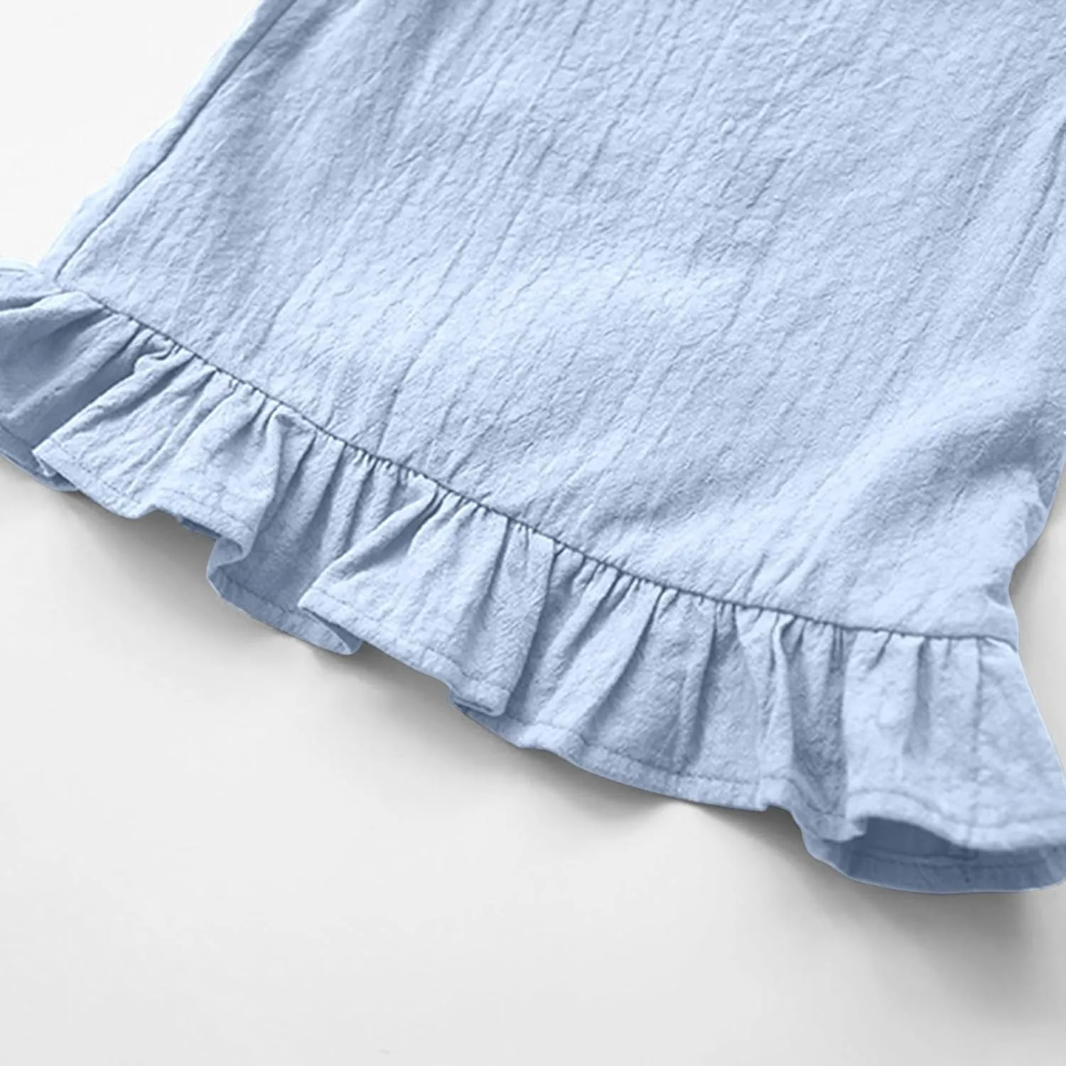 Toddler Girls Ruffle Tank Tops Summer Casual Linen Shirts Cute Cap Sleeve Blouse Tops for Baby Girl