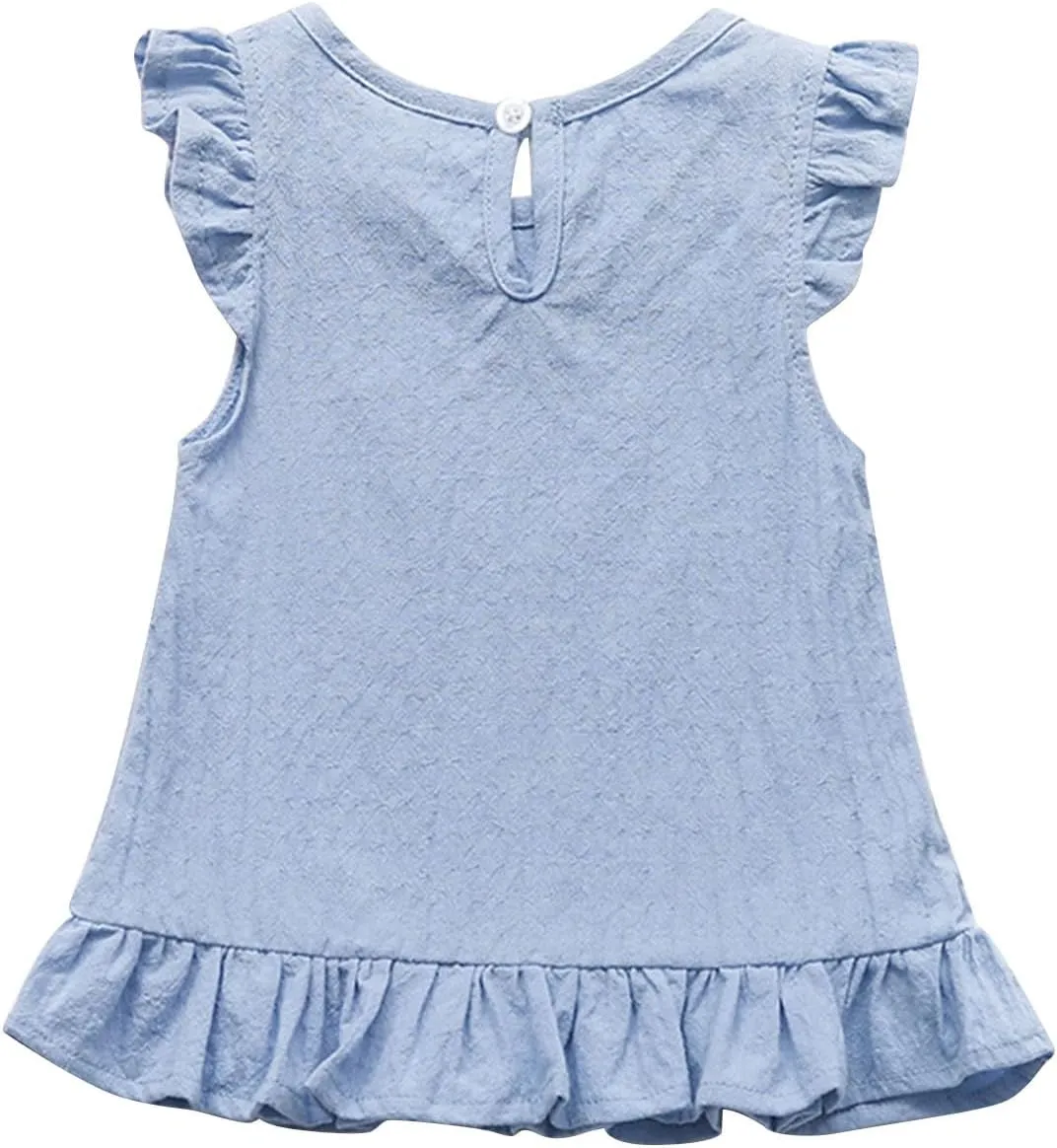 Toddler Girls Ruffle Tank Tops Summer Casual Linen Shirts Cute Cap Sleeve Blouse Tops for Baby Girl