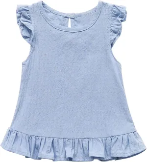 Toddler Girls Ruffle Tank Tops Summer Casual Linen Shirts Cute Cap Sleeve Blouse Tops for Baby Girl