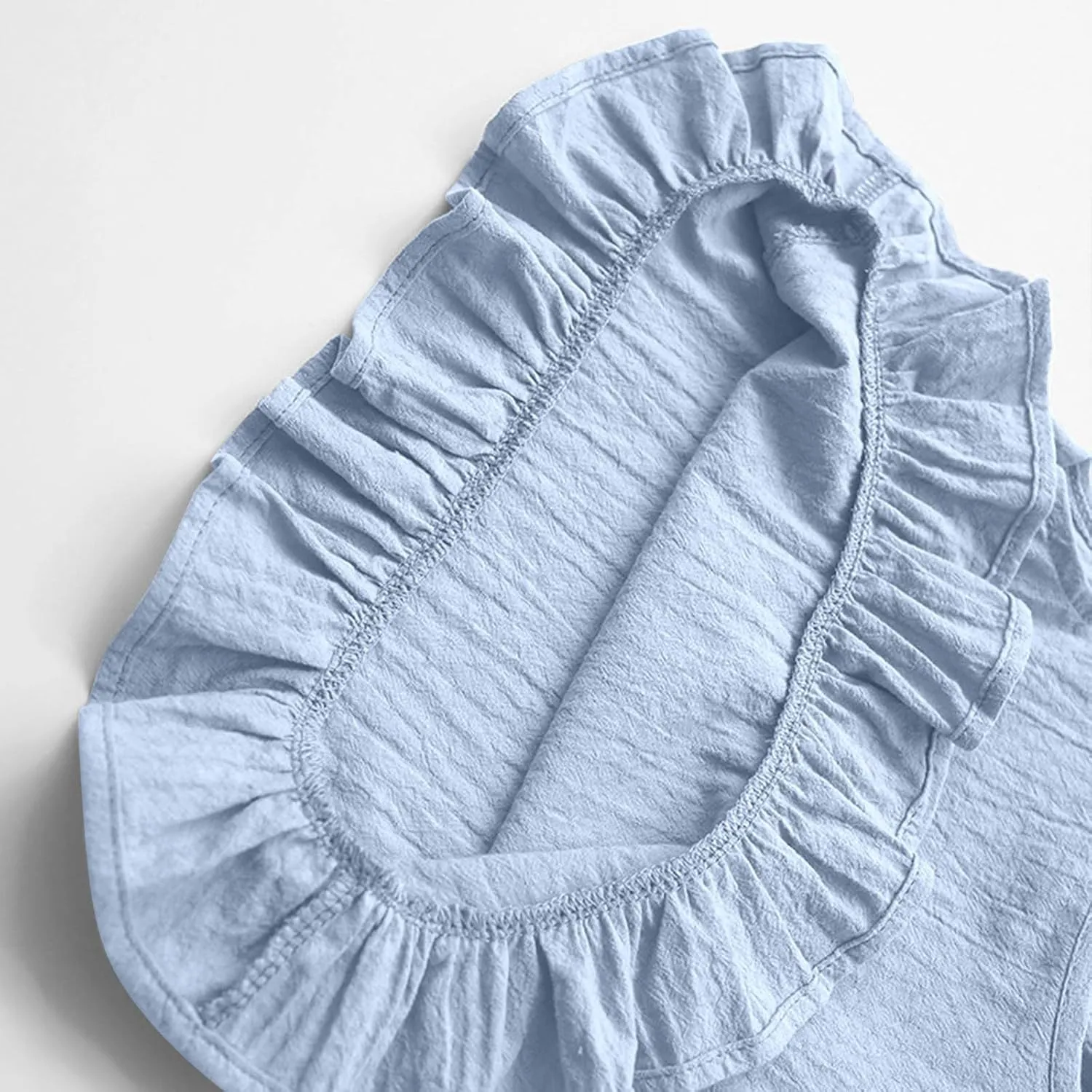 Toddler Girls Ruffle Tank Tops Summer Casual Linen Shirts Cute Cap Sleeve Blouse Tops for Baby Girl