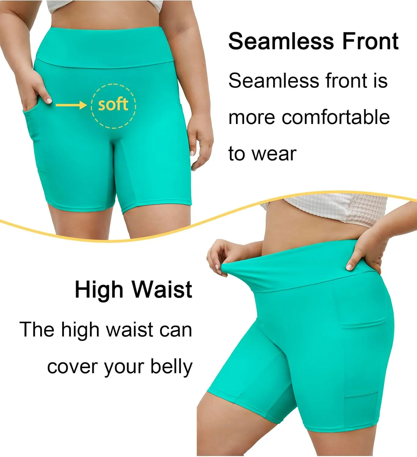 Tournesol Women's Plus Size Swim Shorts High Waisted Bathing Suit Bottoms Swimsuit Tankini Board Shorts Bikini with Pocket
