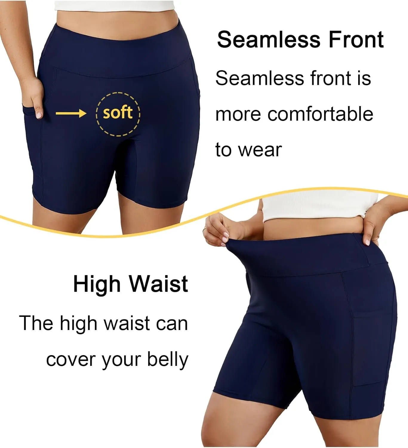 Tournesol Women's Plus Size Swim Shorts High Waisted Bathing Suit Bottoms Swimsuit Tankini Board Shorts Bikini with Pocket
